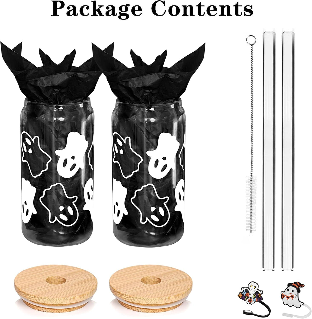 Halloween Cups - 20Oz/568Ml Beer Can Glasses with Lid & Straw, Tumbler Coffee Cups, Decor & Cookie Jar Glassware, Water Bottles