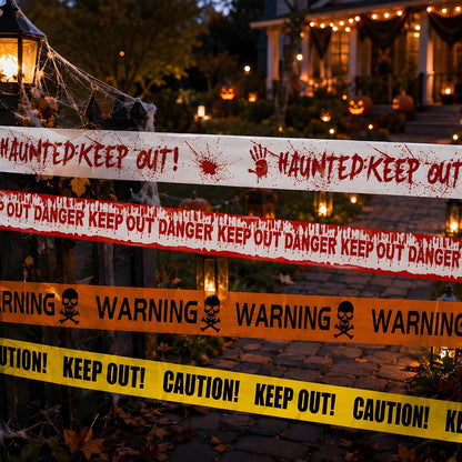 40M Halloween Decorations Caution Tape,4 Pack Scary Halloween Warning Tape