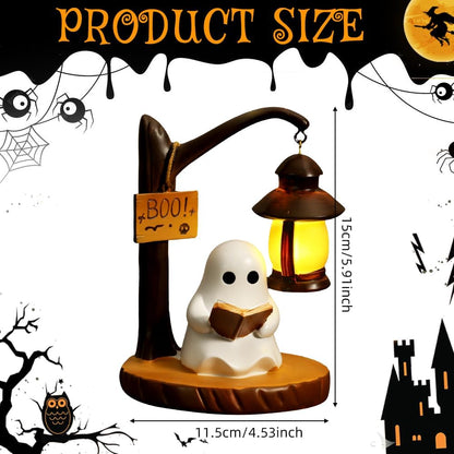 3D LED Ghost Reading Lamp - Whimsical Night Light for Bookshelves and Desks, Perfect Halloween Decor and Gift for Book Lovers