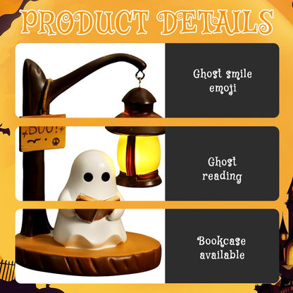 3D LED Ghost Reading Lamp - Whimsical Night Light for Bookshelves and Desks, Perfect Halloween Decor and Gift for Book Lovers