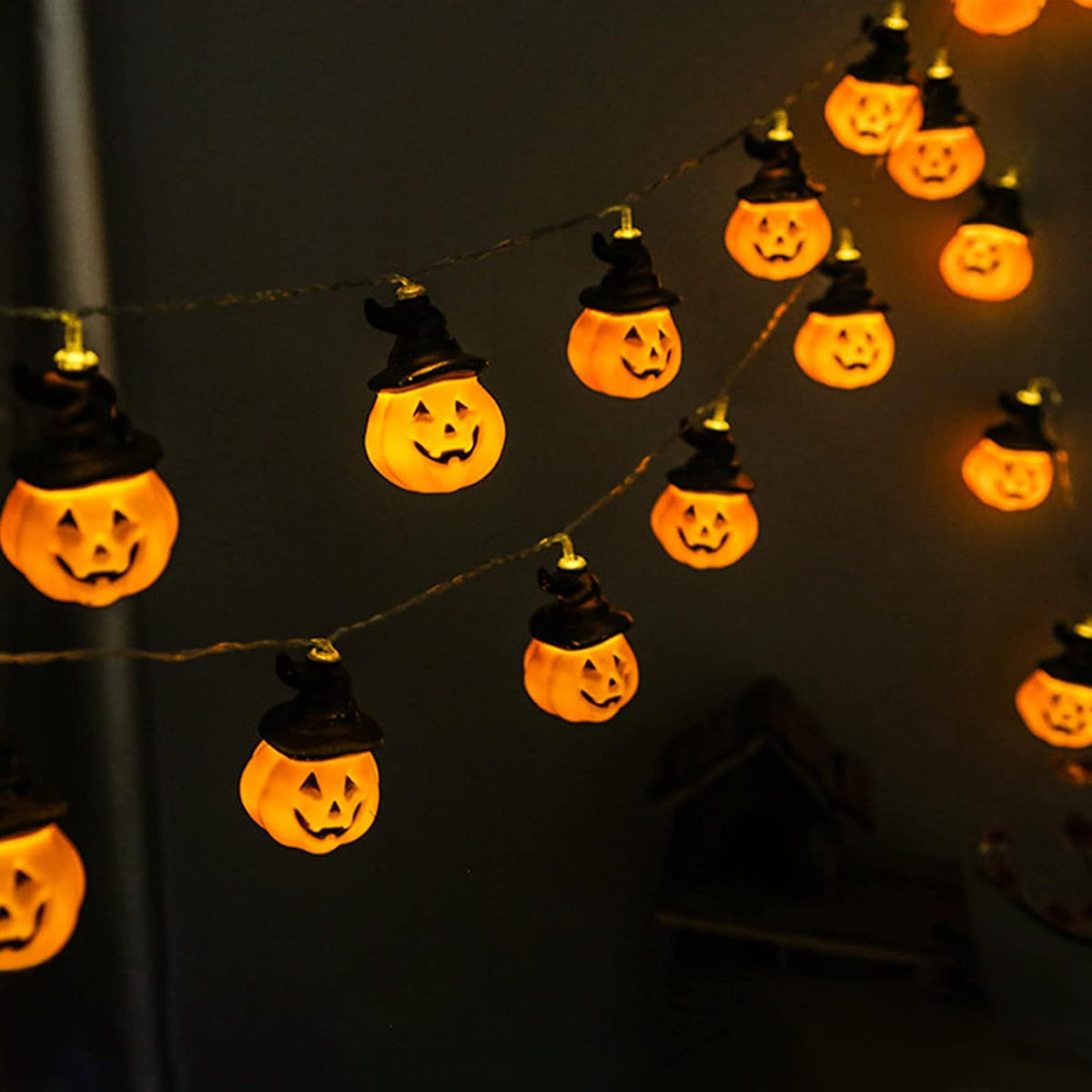 Pumpkin Lights 5M Halloween String Lights Battery Powered Halloween Decoration Pumpkin Lights 16.5Ft 20 LED for Party Indoor Outdoor Home Festival Decoration