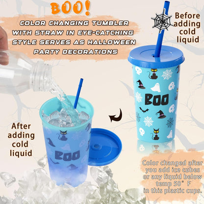 Set of 6 Color-Changing 12 Oz Plastic Cups for Halloween