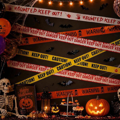 40M Halloween Decorations Caution Tape,4 Pack Scary Halloween Warning Tape
