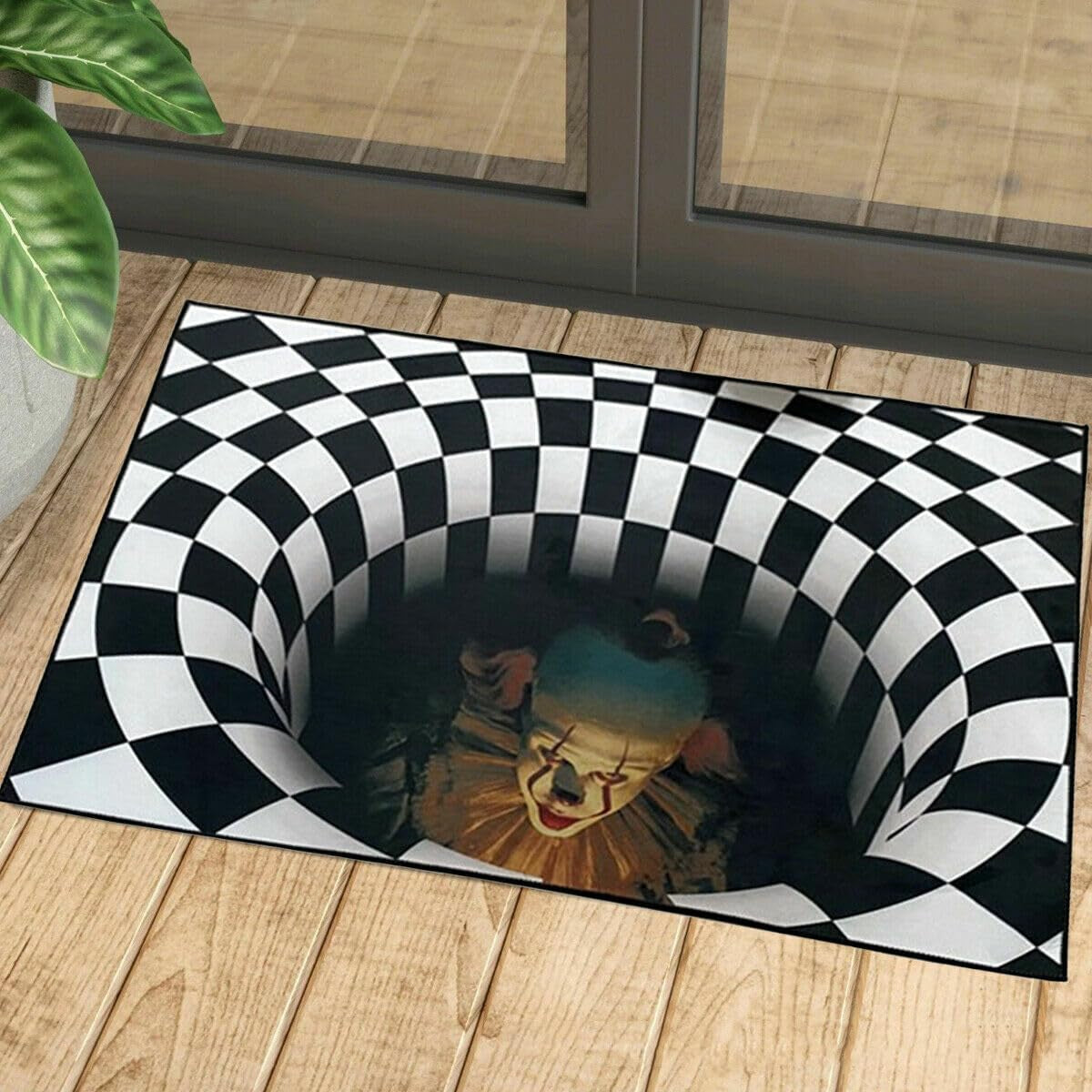 Halloween Themed Non-Slip Door Mat for Indoor and Outdoor Use - Humorous Horror Design, Square Bathroom and Entrance Rug