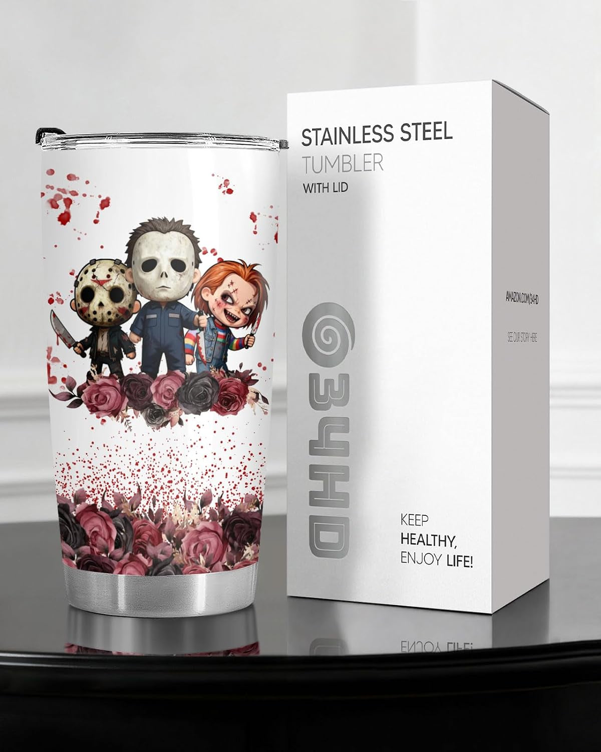 Halloween-Themed 20 Oz Tumbler for Horror Movie Enthusiasts, Perfect Spooky Season Gift