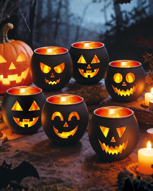 Halloween Table Decor Candle Holders 6 Pack Glass Candle Holders