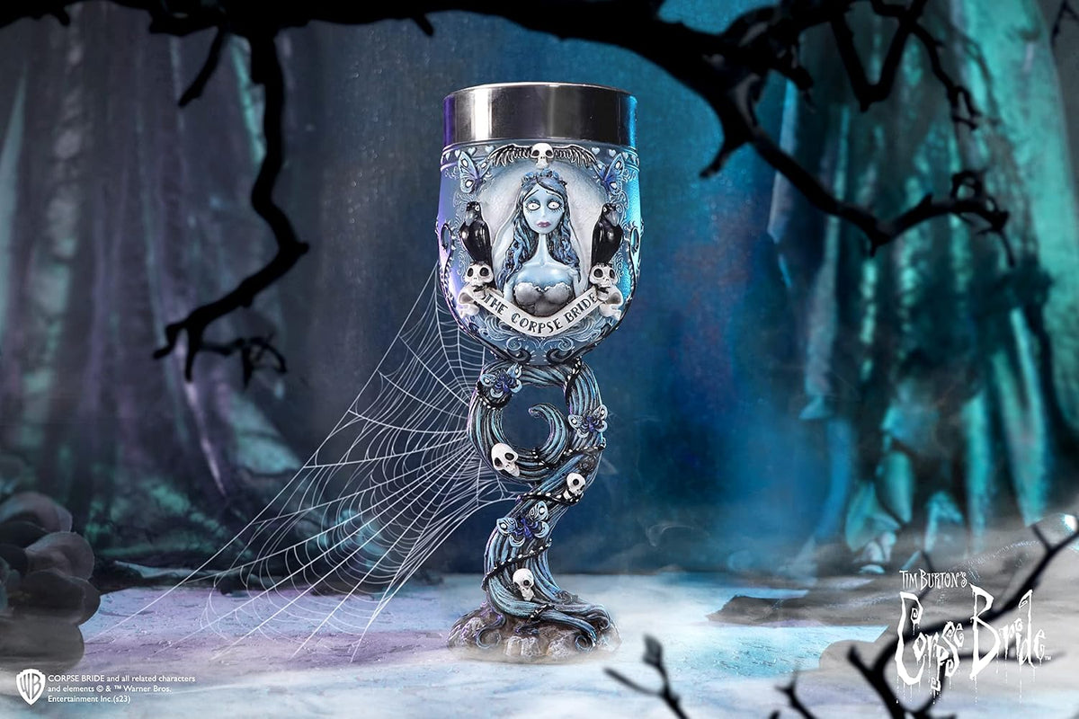 Corpse Bride Emily Goblet, Officially Licensed Tim Burton Collectible, Gothic Decor, Blue