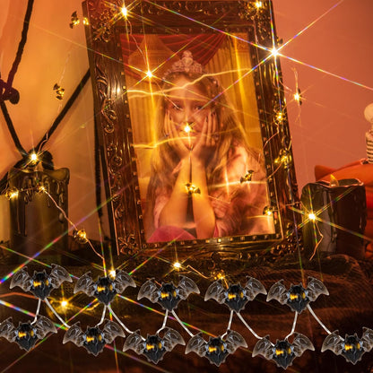 Halloween Lights Set of 3 Themed Fairy Lights with 30 LED Pumpkin Bat and Ghost Indoor Halloween Decorations Battery Powered with 8 Lighting Modes Waterproof Decor for Indoor and Outdoor