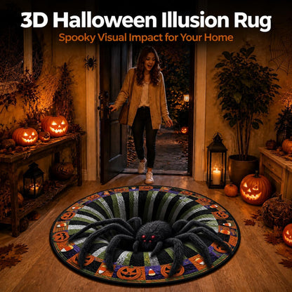 Halloween 3D Rug, 3Doptical Illusion Skeleton Abyss round Area Rug, Spooky Indoor Floor Mat for Living Room Bedroom Entryway and Halloween Party Decor (80 * 80Cm) (Rug-12)