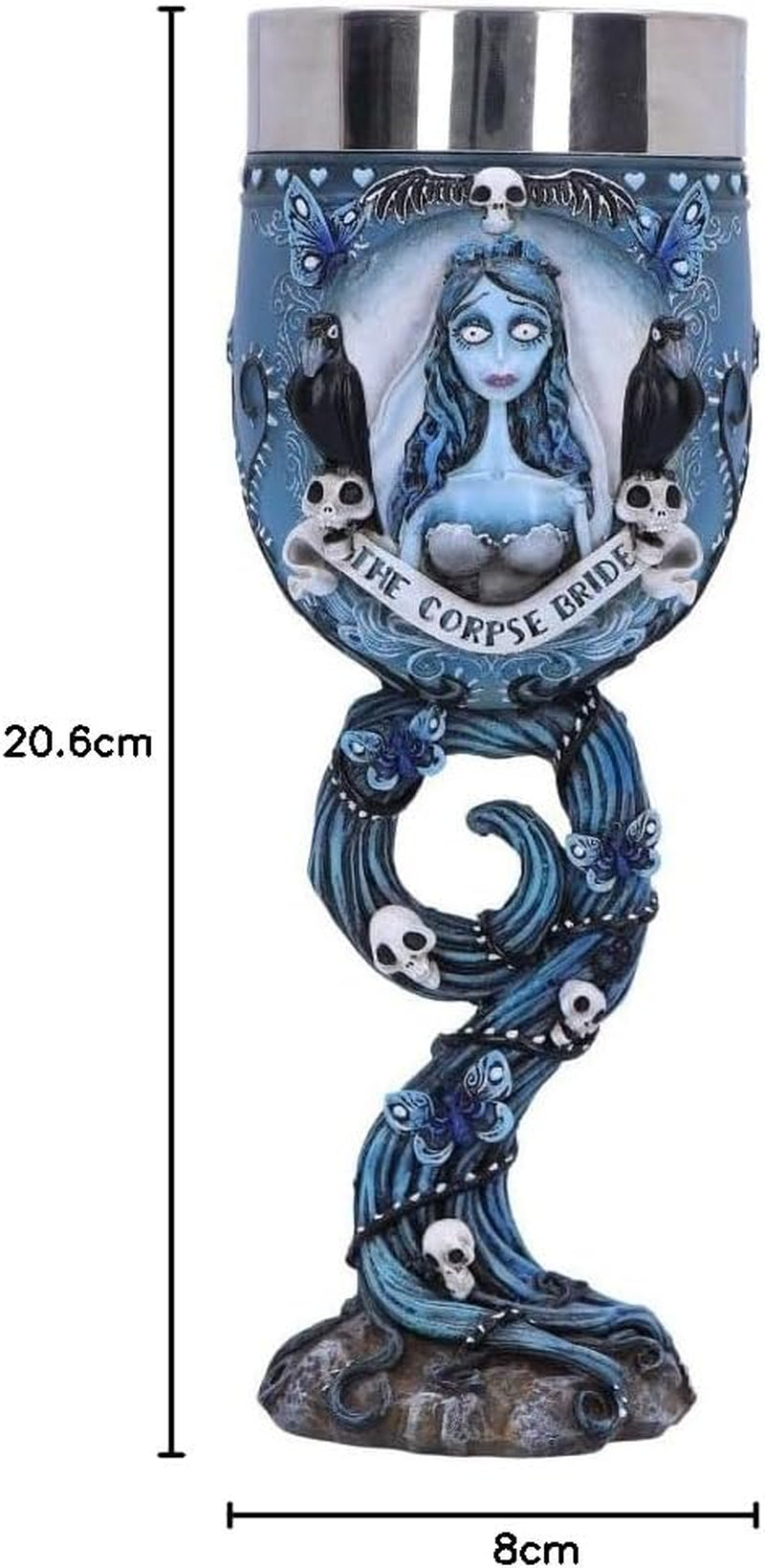 Corpse Bride Emily Goblet, Officially Licensed Tim Burton Collectible, Gothic Decor, Blue