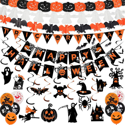 Halloween Decorations Indoor Set - Happy Halloween Banner & Bunting