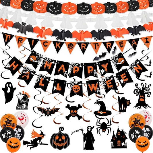 Halloween Decorations Indoor Set - Happy Halloween Banner & Bunting
