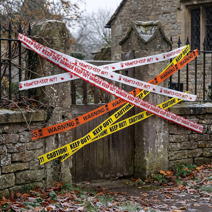 40M Halloween Decorations Caution Tape,4 Pack Scary Halloween Warning Tape