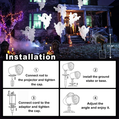 Ghost Projector Halloween Projector Lights Outdoor Decorations Mains Powered Waterproof for Window Patio Garden and Haunted House Decor