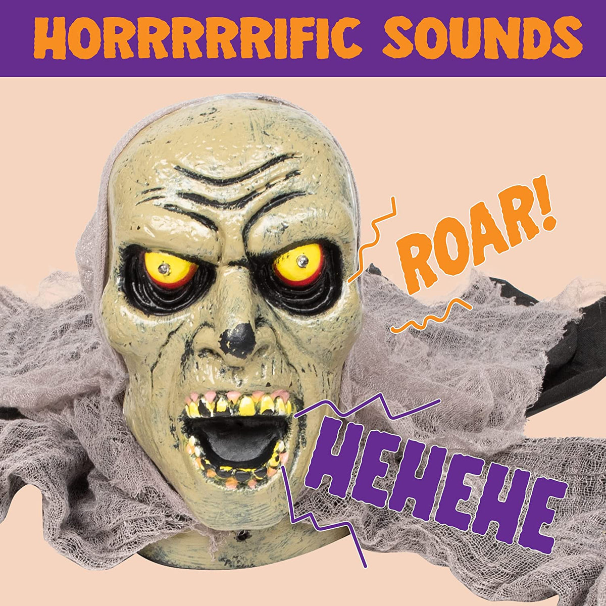 Zombie Halloween Decoration Outdoor Groundbreaker Scary Halloween Graveyard Decor with Sound and Flashing Eyes for Yard Garden, outside Lawn Haunted House Prop