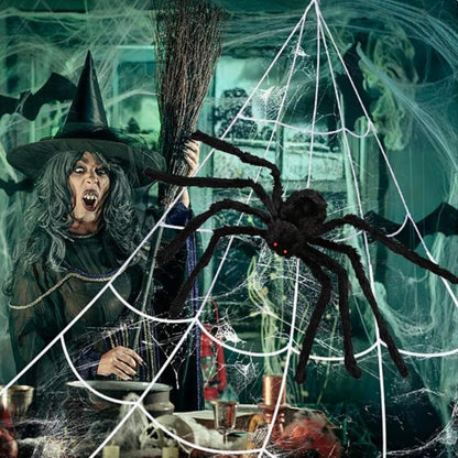 Halloween Decorations, 200" Triangular Spider Web +59" Giant Spider