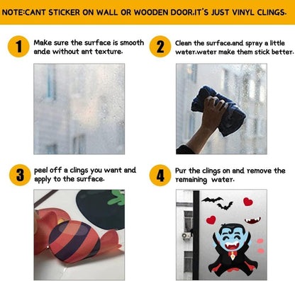 8 Sheets of Adorable Halloween Window Stickers and Clings for Indoor Decoration