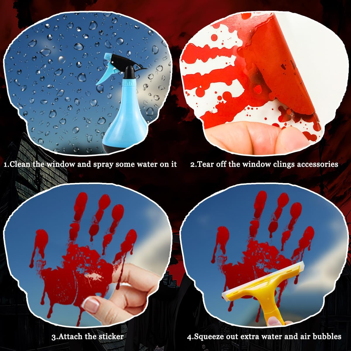 Oversized Halloween Window Decals - Spooky Blood-Themed Decorations