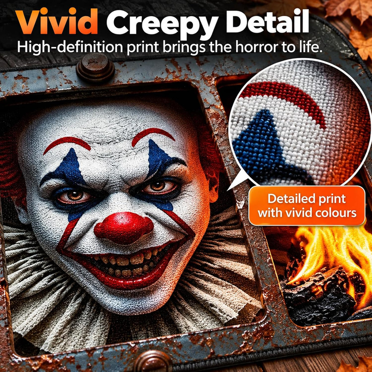 Halloween Door Mat, 3D Halloween Mat, Scary Clown Rug, Washable, 40 X 60 Cm