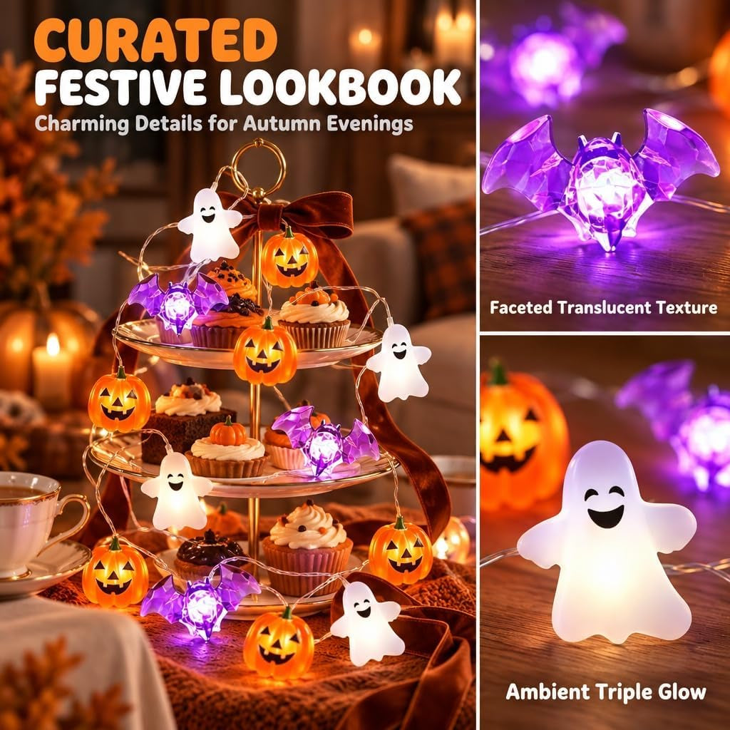 20 LED Battery-Operated Halloween String Lights for Outdoor Use - 2M Length