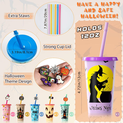Set of 6 Color-Changing 12 Oz Plastic Cups for Halloween