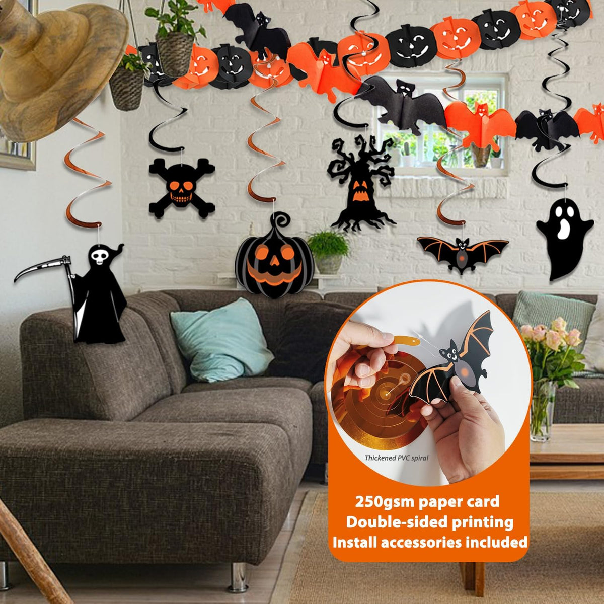 Halloween Decorations Indoor Set - Happy Halloween Banner & Bunting
