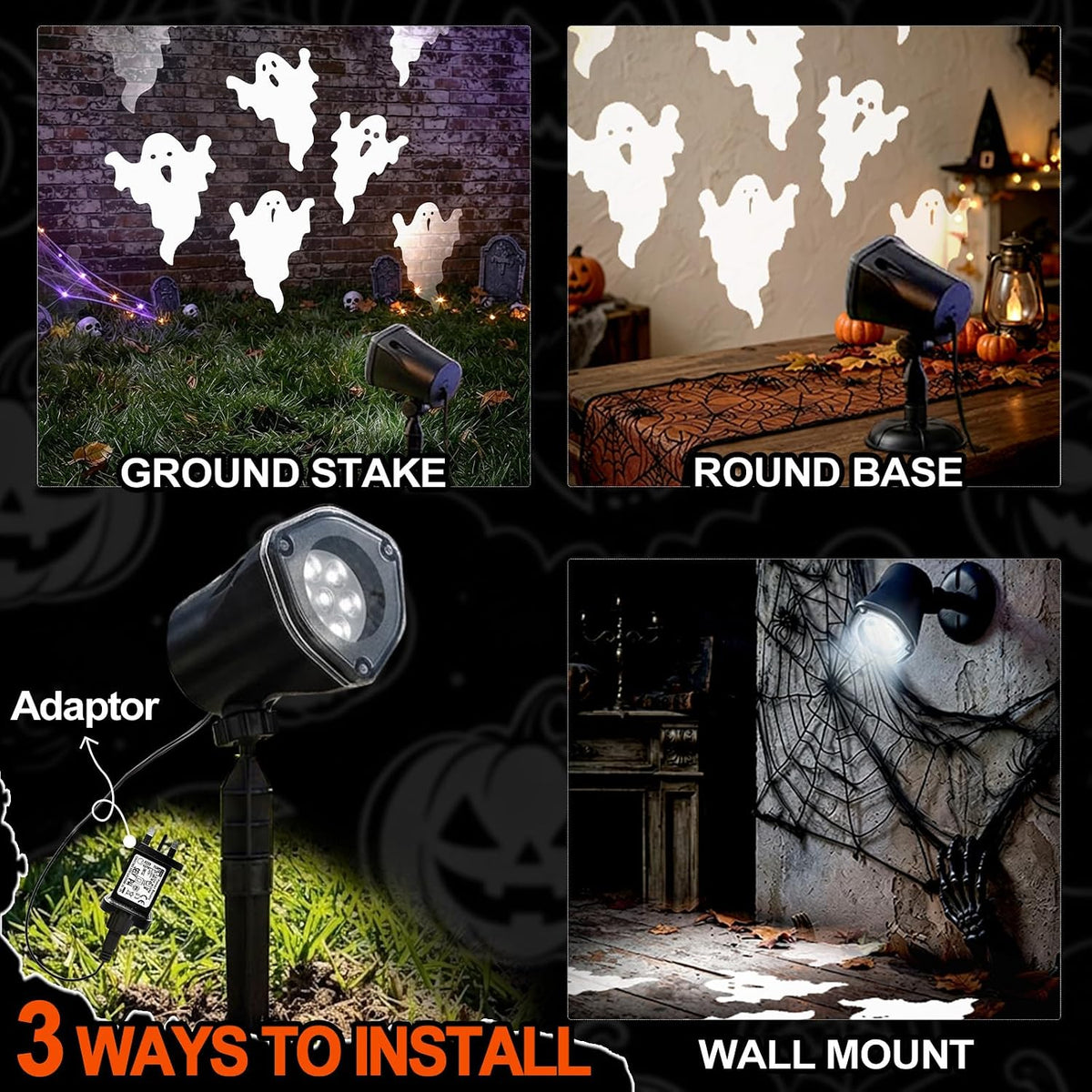 Ghost Projector Halloween Projector Lights Outdoor Decorations Mains Powered Waterproof for Window Patio Garden and Haunted House Decor