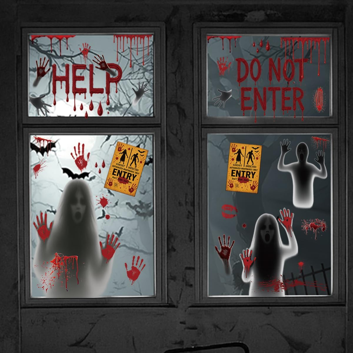 Oversized Halloween Window Decals - Spooky Blood-Themed Decorations