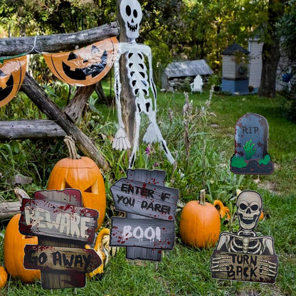 4 Pack Reusable Halloween Yard Signs – Waterproof Outdoor Garden Decorations, Medium Size 28 * 21Cm Spooky Ghost Stake Signs for Haunted House or Lawn (Medium Size -4 Pcs)