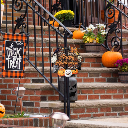 Halloween Decorations, Happy Halloween Door Wreath Sign for Outdoor Decor