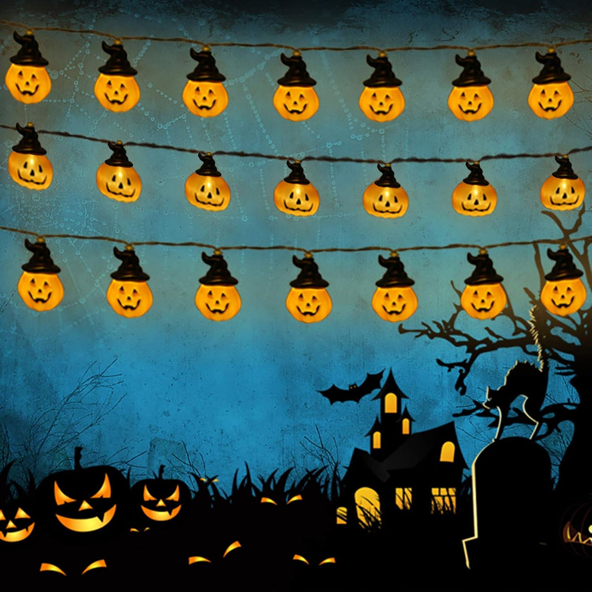 Pumpkin Lights 5M Halloween String Lights Battery Powered Halloween Decoration Pumpkin Lights 16.5Ft 20 LED for Party Indoor Outdoor Home Festival Decoration