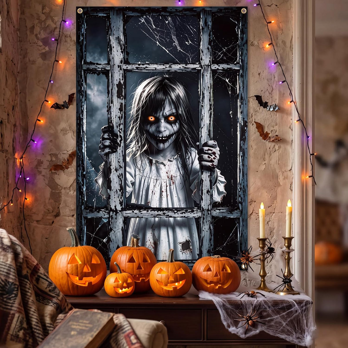 Scary Halloween Window Decorations,80X120Cm Outdoor & Indoor Party Decor