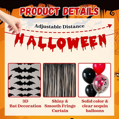 Halloween Party Decorations Set, Blood Drip Happy Halloween Banner