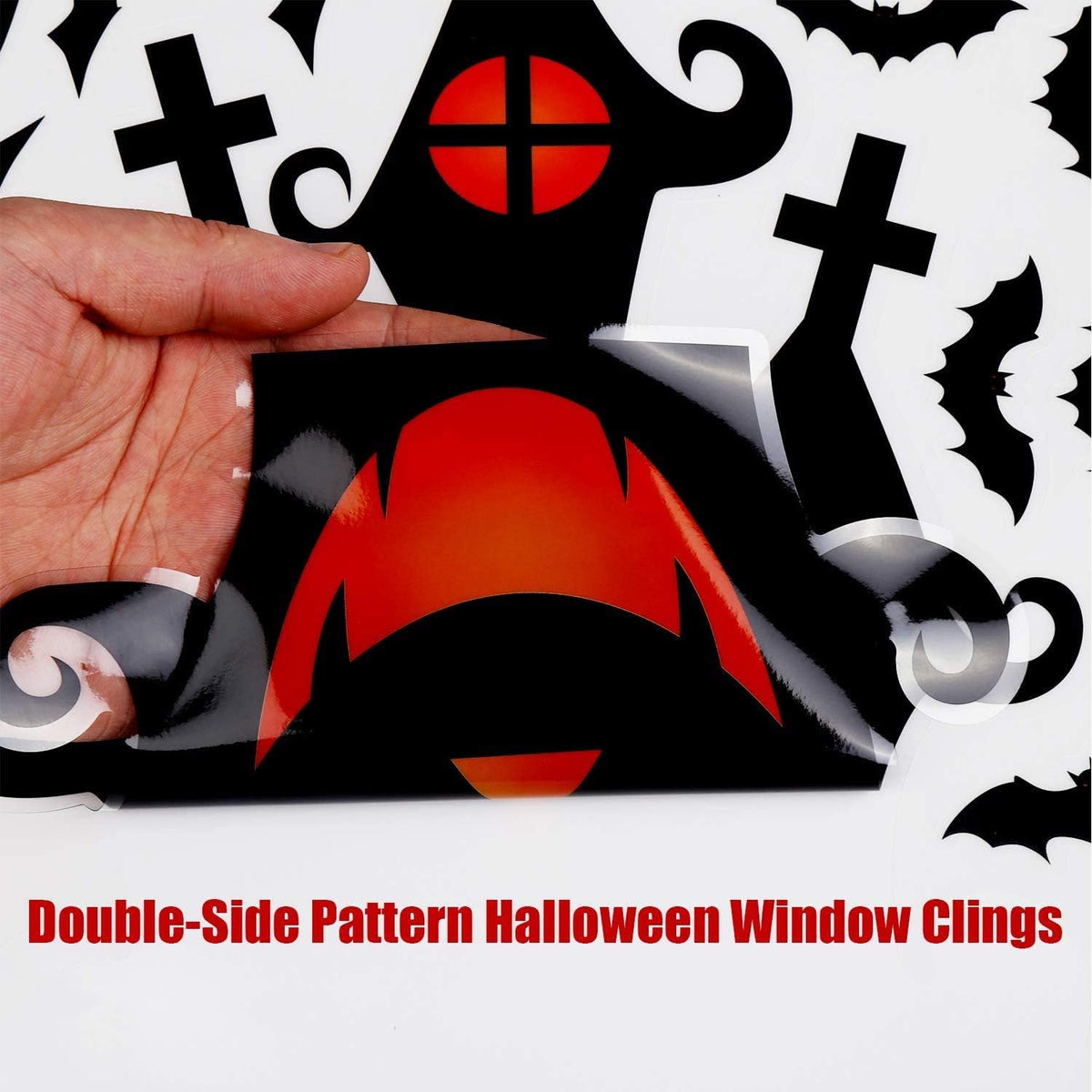 Halloween Window Clings - Set of 7 Sheets Featuring Bats and Spiders Decals