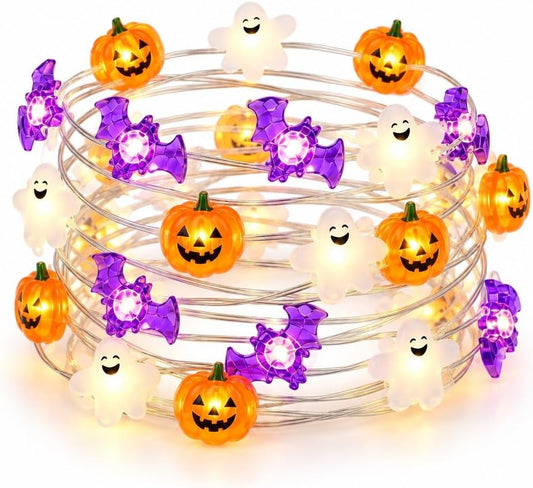 20 LED Battery-Operated Halloween String Lights for Outdoor Use - 2M Length