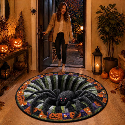 Halloween 3D Rug, 3Doptical Illusion Skeleton Abyss round Area Rug, Spooky Indoor Floor Mat for Living Room Bedroom Entryway and Halloween Party Decor (80 * 80Cm) (Rug-12)
