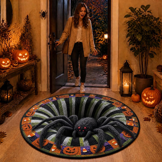 Halloween 3D Rug, 3Doptical Illusion Skeleton Abyss round Area Rug, Spooky Indoor Floor Mat for Living Room Bedroom Entryway and Halloween Party Decor (80 * 80Cm) (Rug-12)