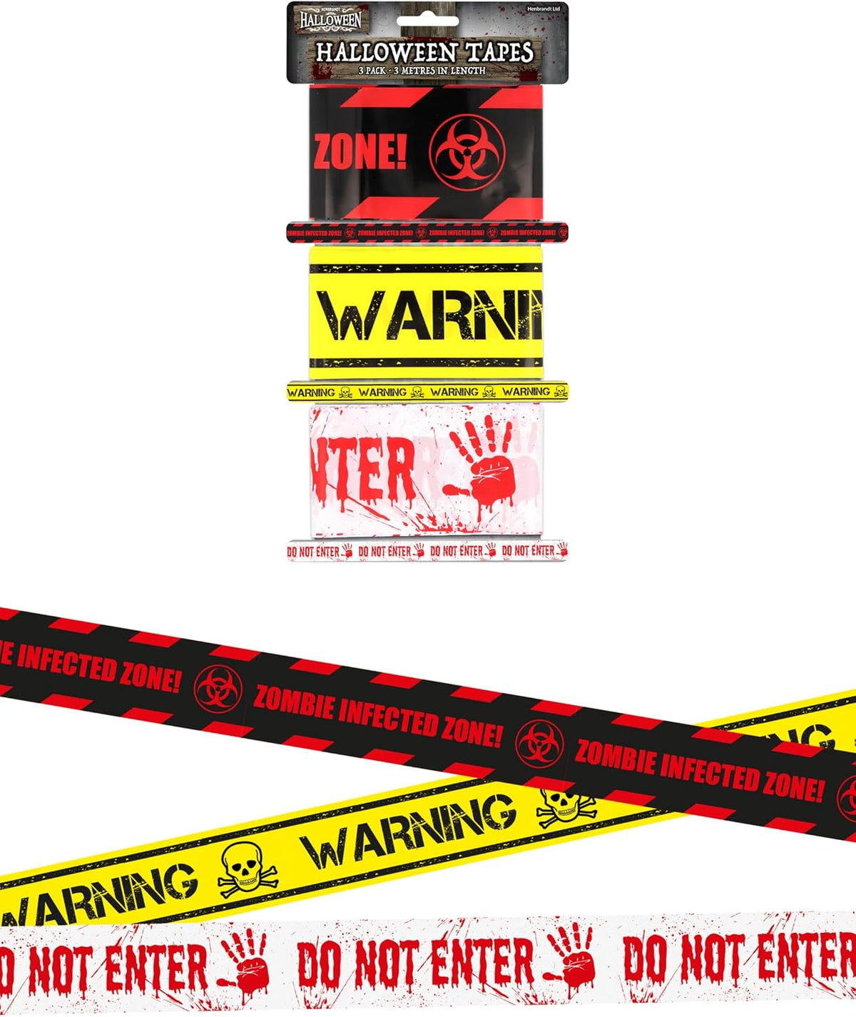 Halloween Warning Tape Set - Zombie Infected Zone Decorations, Horror Party Props, Spooky Event Barriers, Realistic Crime Scene Effects (3M Length)