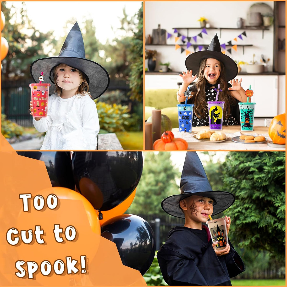 Set of 6 Color-Changing 12 Oz Plastic Cups for Halloween