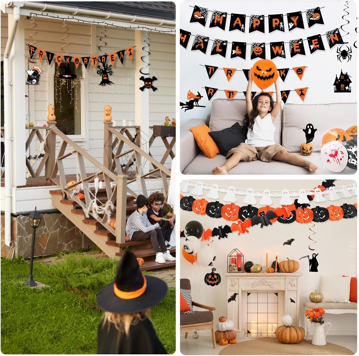 Halloween Decorations Indoor Set - Happy Halloween Banner & Bunting