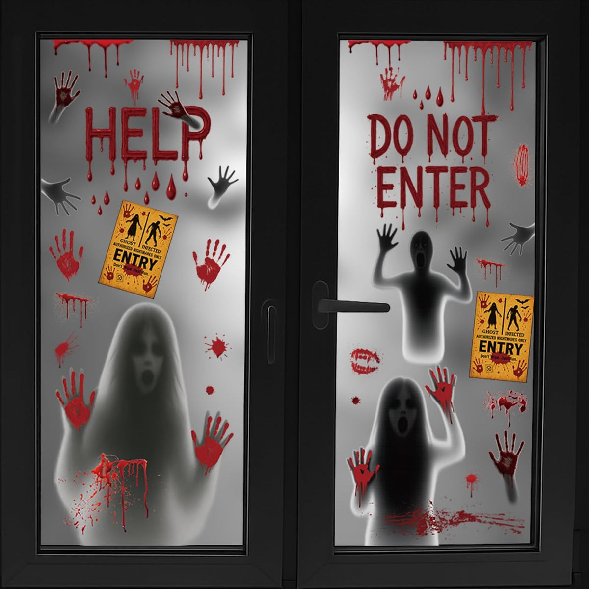 Oversized Halloween Window Decals - Spooky Blood-Themed Decorations