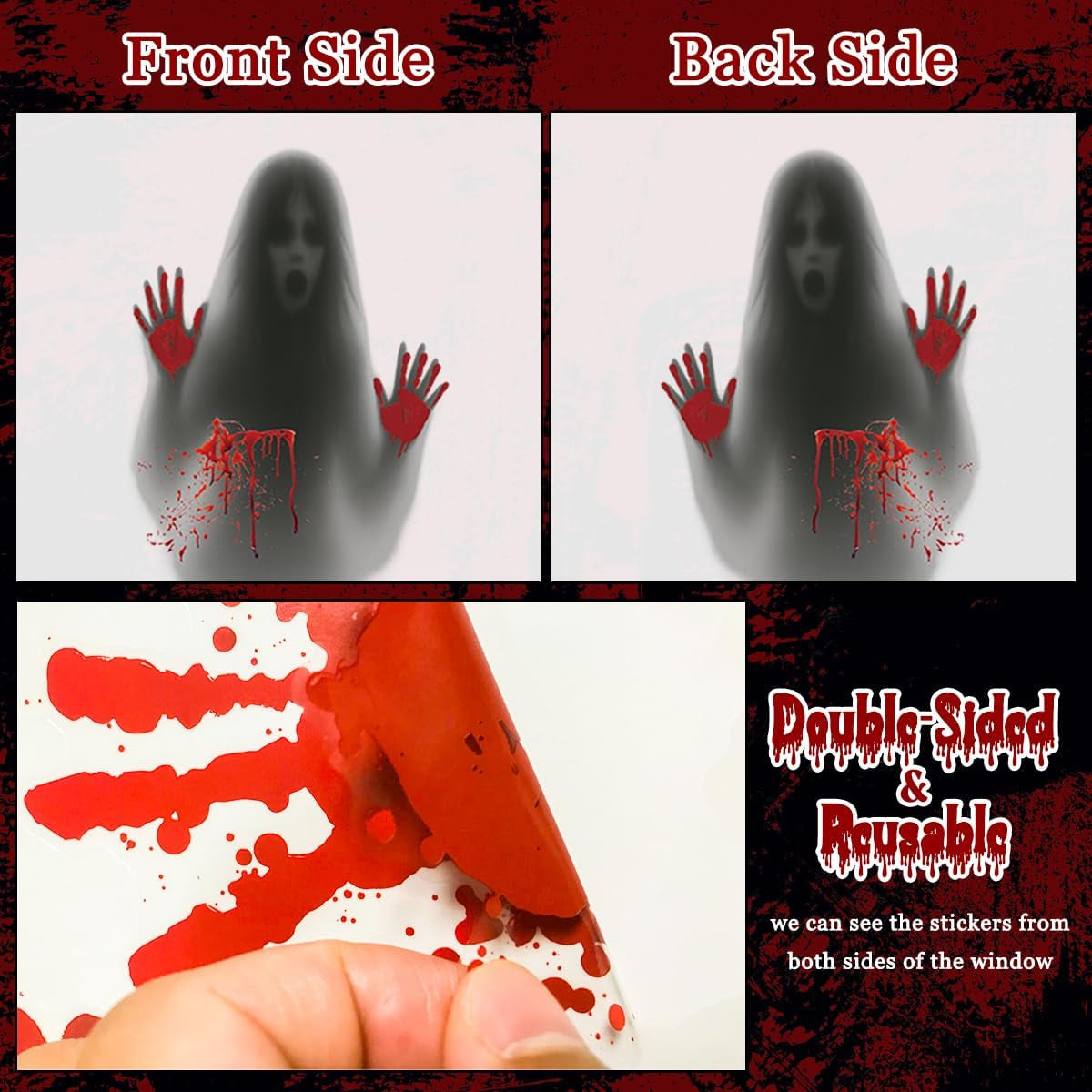 Oversized Halloween Window Decals - Spooky Blood-Themed Decorations
