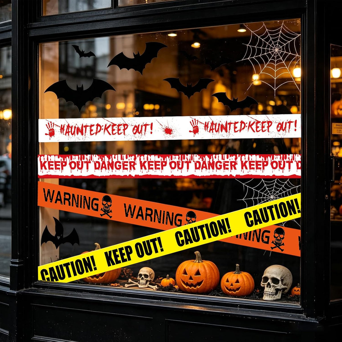 40M Halloween Decorations Caution Tape,4 Pack Scary Halloween Warning Tape