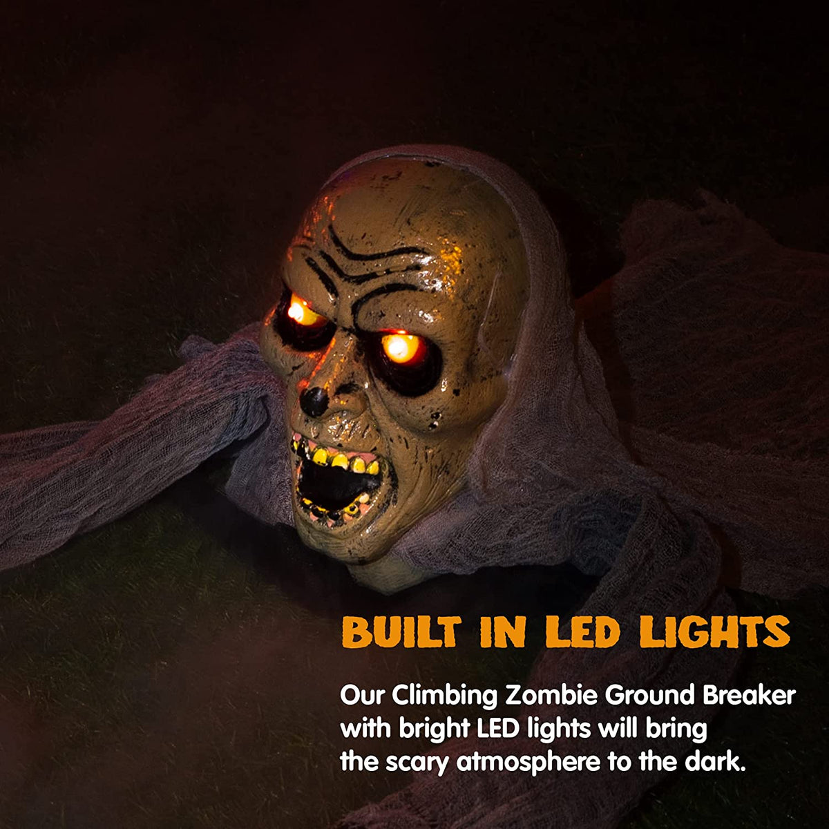 Zombie Halloween Decoration Outdoor Groundbreaker Scary Halloween Graveyard Decor with Sound and Flashing Eyes for Yard Garden, outside Lawn Haunted House Prop