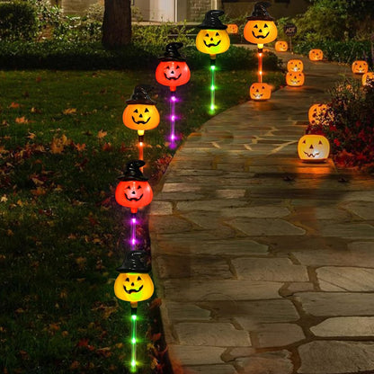 Set of 6 Halloween Pumpkin Stake Lights Halloween Outdoor Yard Decorations