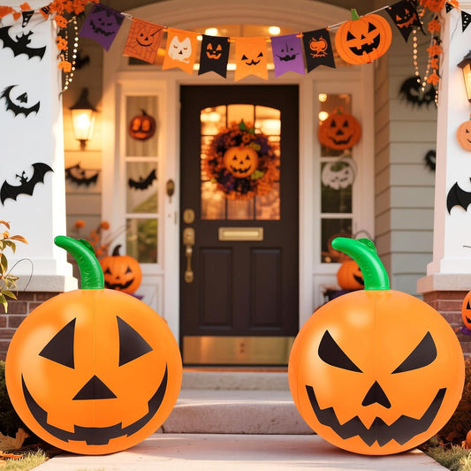 Set of 2 - 60 CM Inflatable Halloween Pumpkin Balloons for Yard, Garden, and Home Decor - Perfect for Holiday Parties