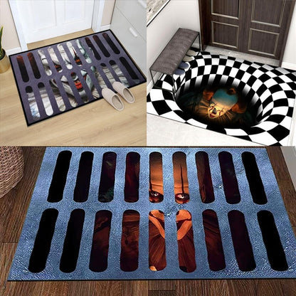 Halloween Themed Non-Slip Door Mat for Indoor and Outdoor Use - Humorous Horror Design, Square Bathroom and Entrance Rug