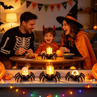 Halloween Candles, 6Pcs Flameless Spider Lights LED Tealights