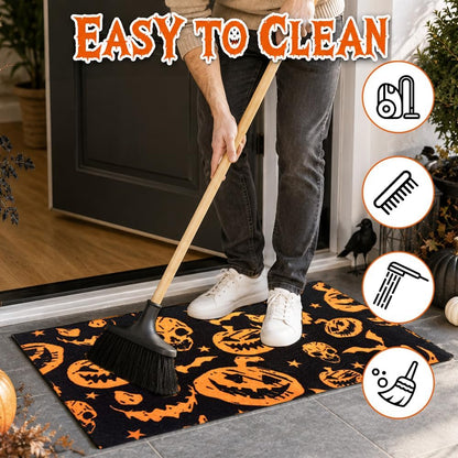 Halloween Outdoor Mats with Pumpkin Bat Skeleton-40X70Cm