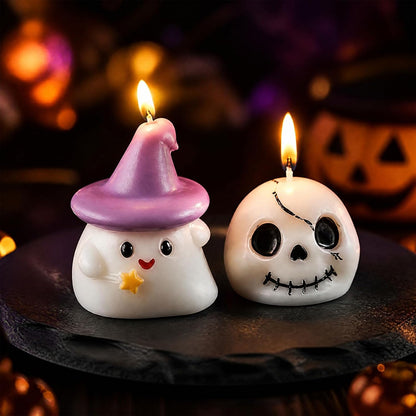 Halloween Scented Candle Set - 3-Piece Ghost, Pumpkin, and Skull Decor